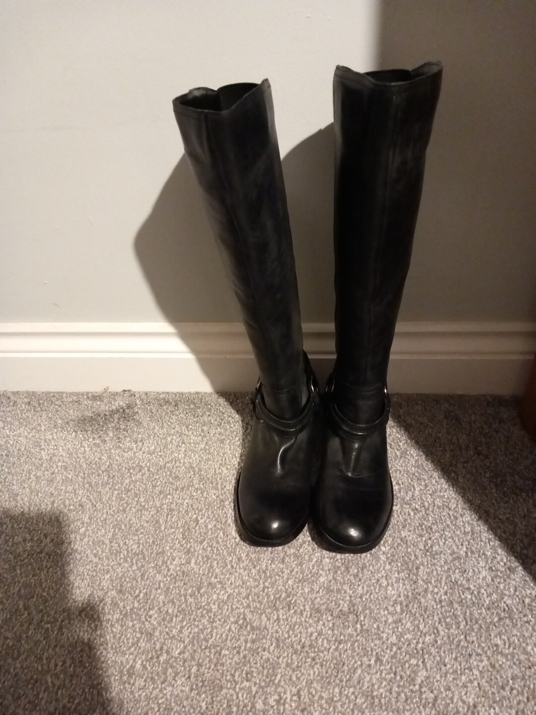 Marks And Spencers Black Knee Boots Size UK 4 eBay