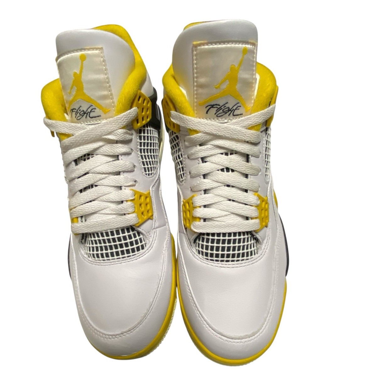 NIKE AIR JONDAN 4 RETRO WOMEN SZ 10 VIVID SULFUR WHITE YELLOW NEW