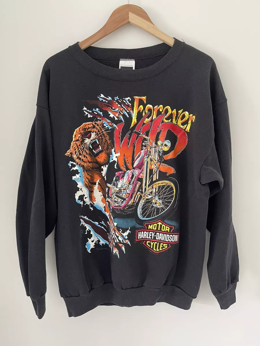 Vintage Harley Davidson Sweatshirt Black Crewneck 90s 50 50 2XL fits XL