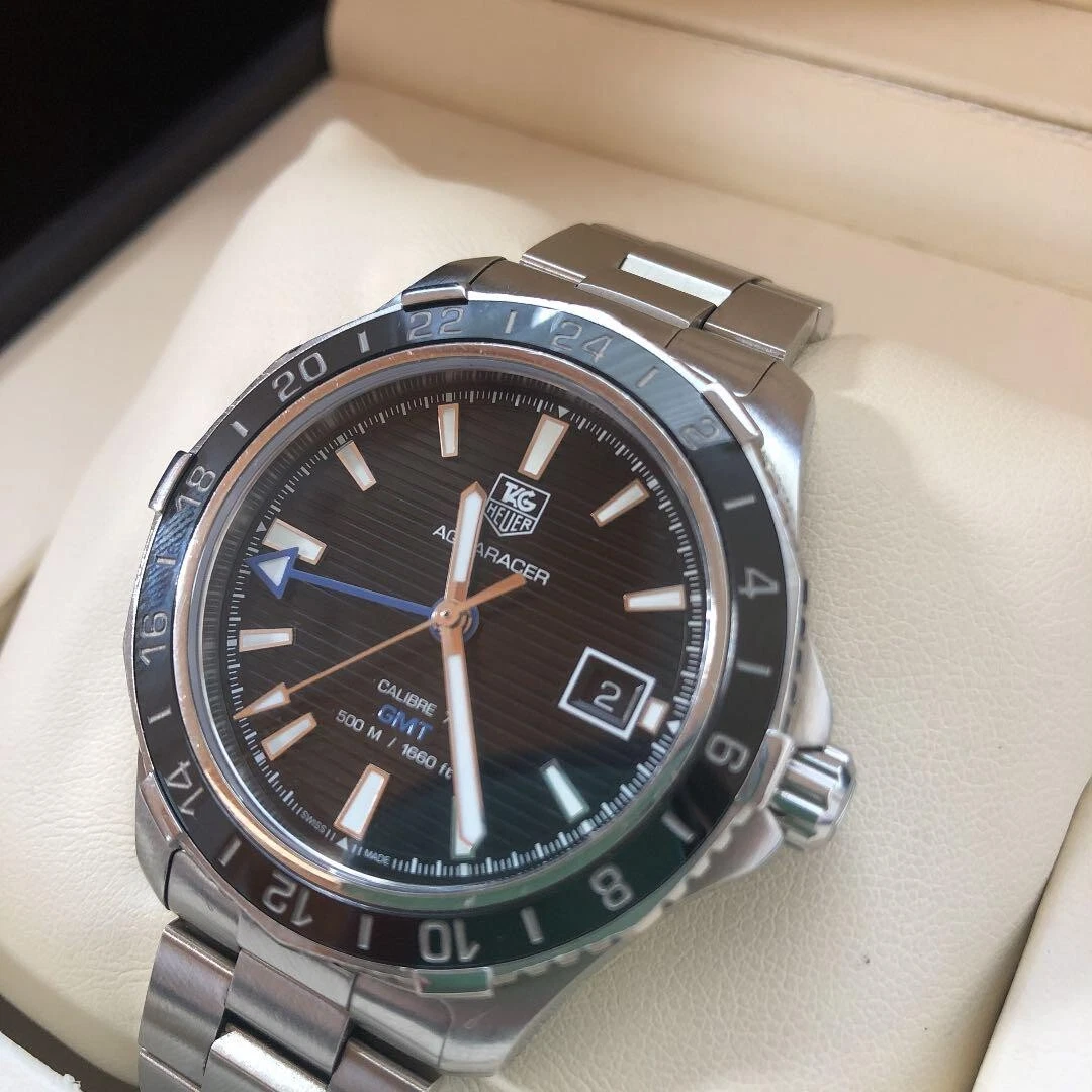 TAG HEUER Aqua racer WAK211A GMT Black Dial Automatic Men s Watch