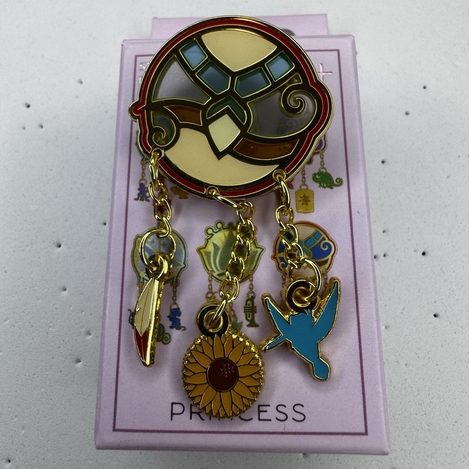 Disney Loungefly Pocahontas Princess Stained Glass Dangle Charms Pin