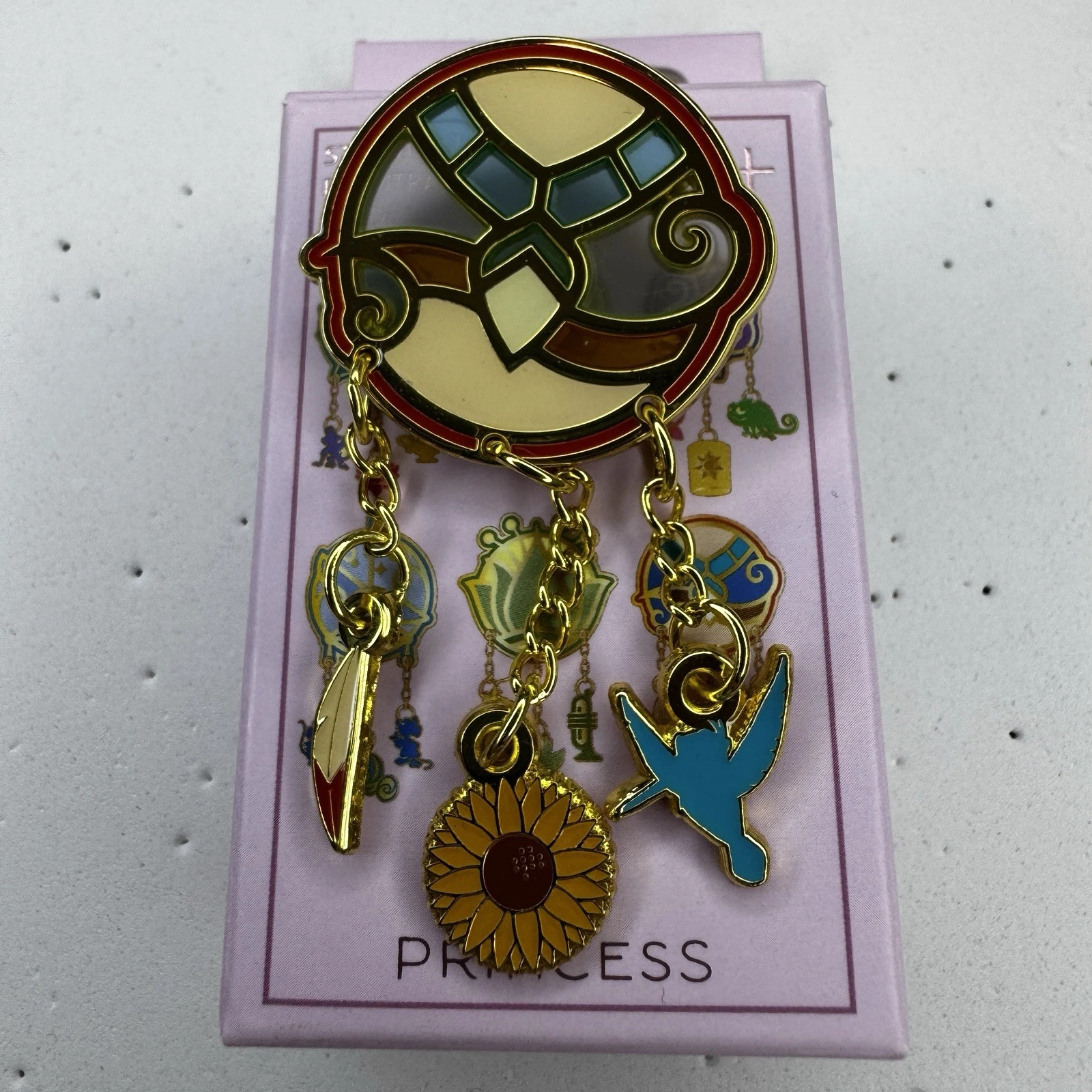 Disney Loungefly Pocahontas Princess Stained Glass Dangle Charms Pin