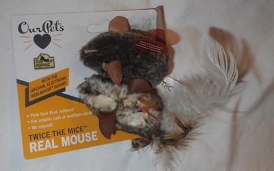 OurPets Squeak Refillable Catnip Plush Cat Toy Twice the Mice Electronic Sound