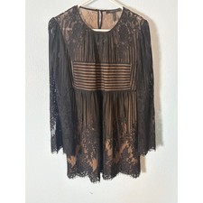 BCBGMAXAZRIA Luann Cocktail Lace Mini Dress Long Sleeve S Whimsigoth LBD