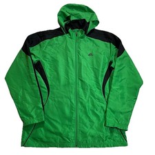 Vintage Adidas Track Jacket Men Green USA Striped Full Zip Windbreaker M