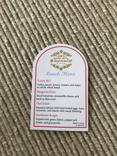 American Girl Grand Hotel almuerzo desayuno habitación servicio menú NUEVO para muñeca 18"
