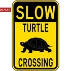 2D Vintage 'Slow Turtle Crossing' Humor Metal Sign Retro Outdoor/Yard Wall Decor