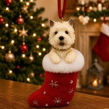 Carin Terrier in Stocking Christmas Ornament-Santa's Little Pals-by E&S Pets