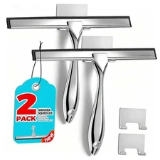 2PACK Shower Squeegee for Glass Doors, Squeegee for Shower 10 Inch Silver