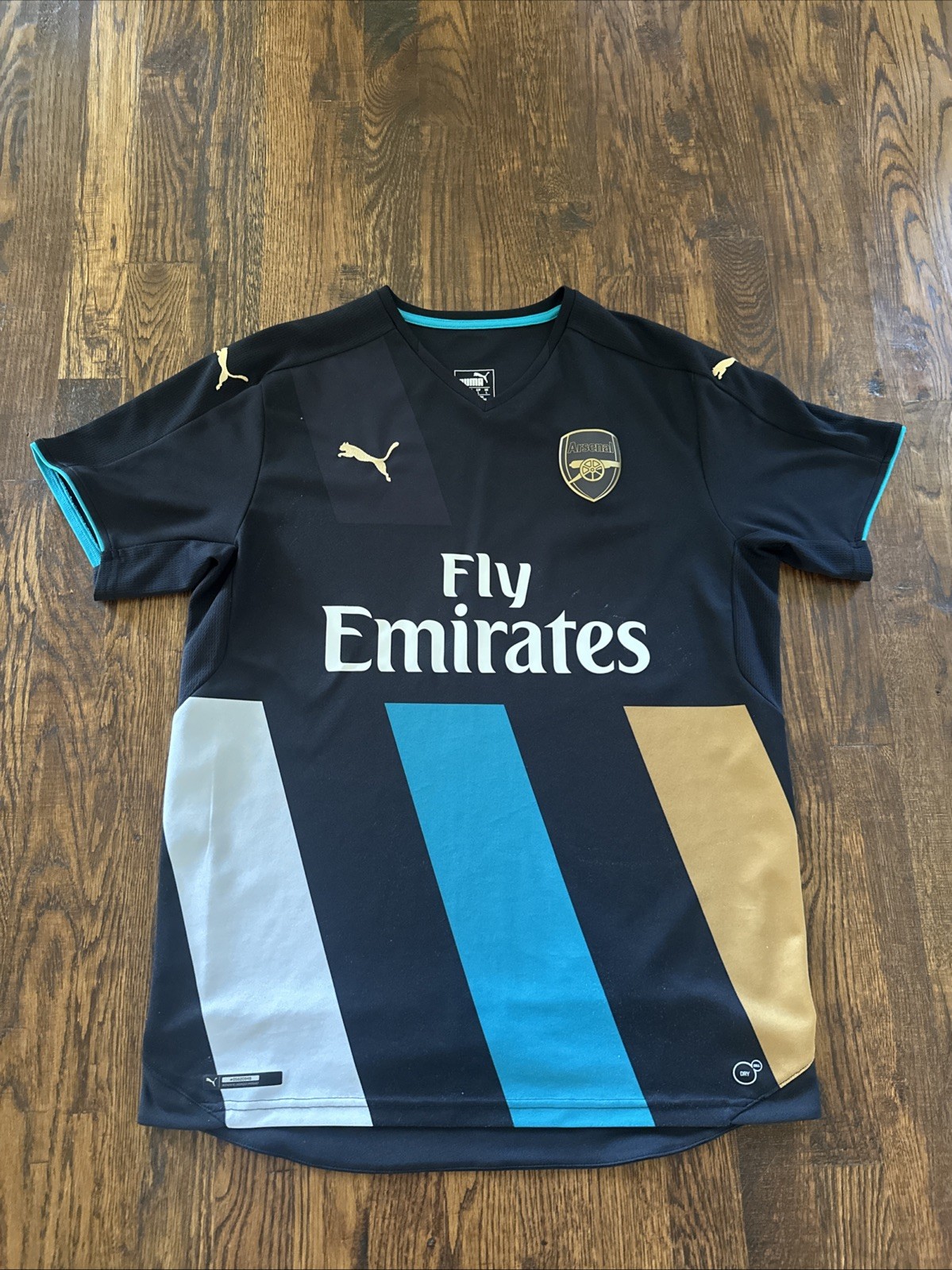 PUMA Arsenal AFC 2015/16 Black Third Kit Soccer Football Jersey Mens Large