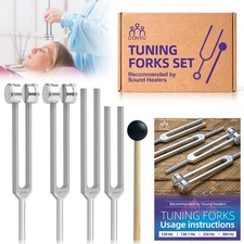 Tuning Fork Set 128 Hz, 136.1 Hz, 256 Hz, 384 Hz : Weighted Unweighted Tun...