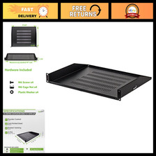 Vented Cantilever Server Shelf 19" Rack Mount 1U Black 14" Deep for Equipment St