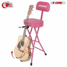 5Core Guitar Stool 3.15" Padded Chair w Backrest Foldable Music Seat w Stand