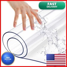 Round Clear Vinyl Tablecloth Table Protector 42" Diameter Waterproof Heat