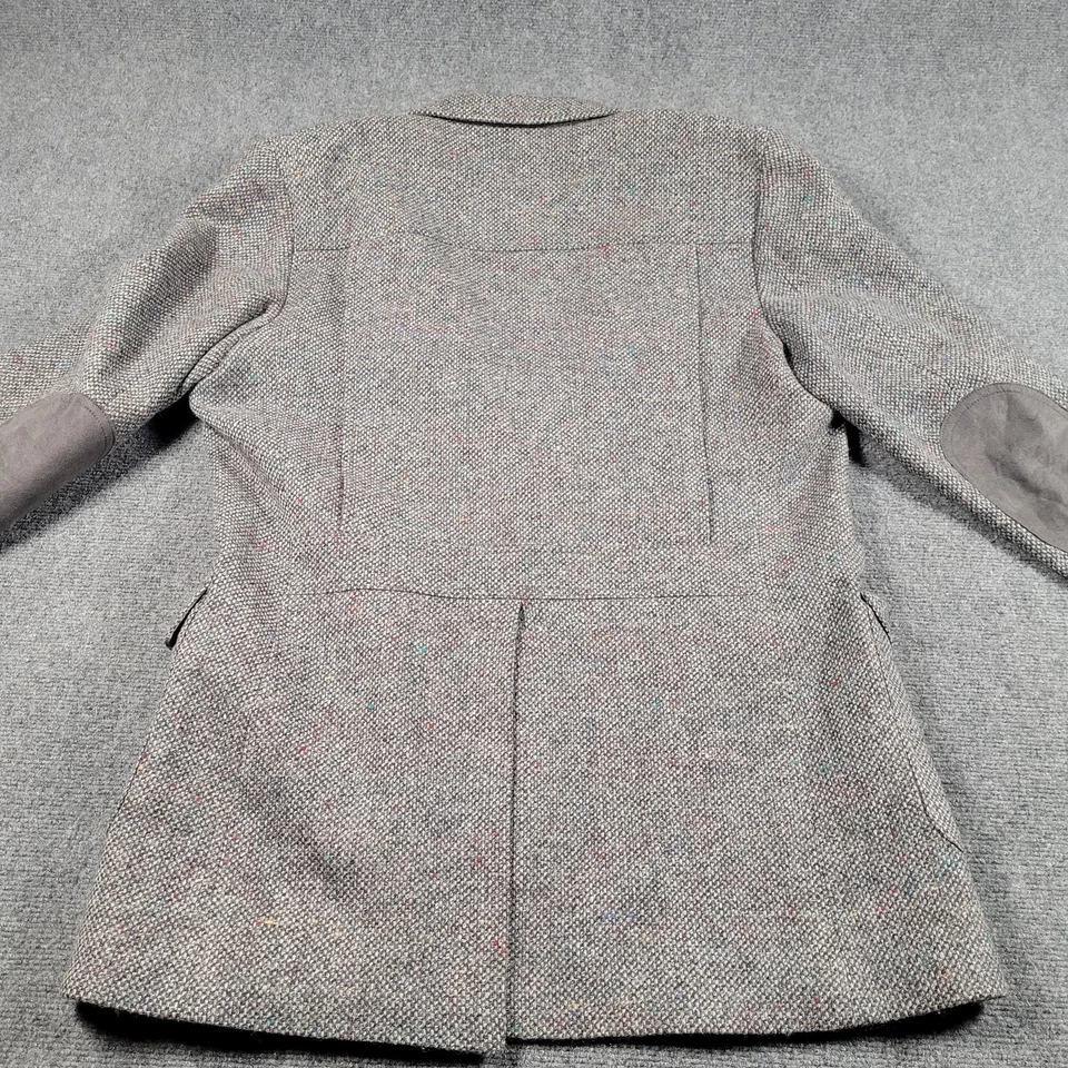 Jaqueta Blazer Pendleton Vintage Masculina 44 Alta Cinza Tweed Lã Cotovelo Patch Anos 80 EUA - Imagem 2 de 4