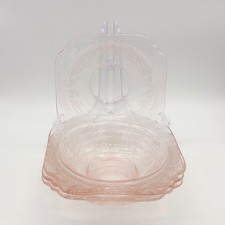 Vintage Pink Indiana Glass Recollection Madrid Pattern Bowls Set Of Four 1970's
