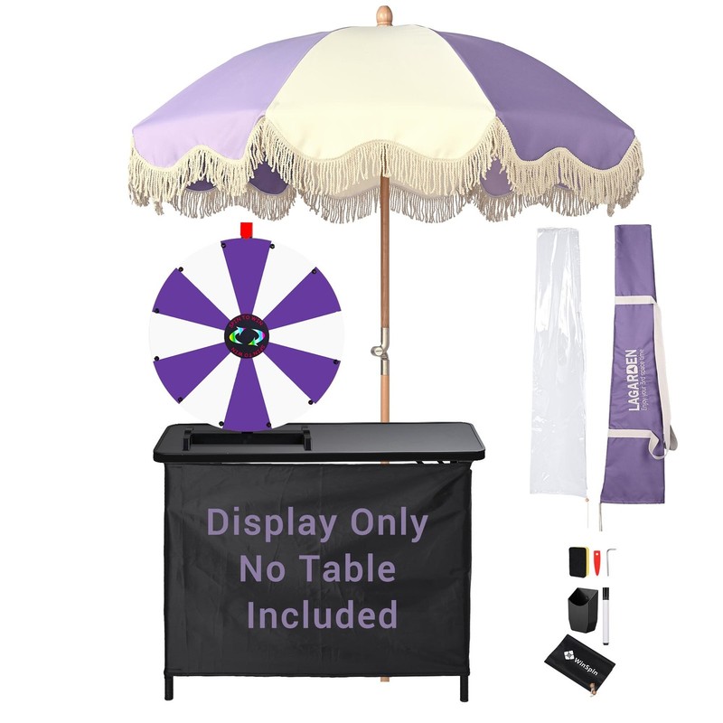 WinSpin 24" Modular Prize Wheel Tabletop with Palm Springs Purple Patio Umbrella