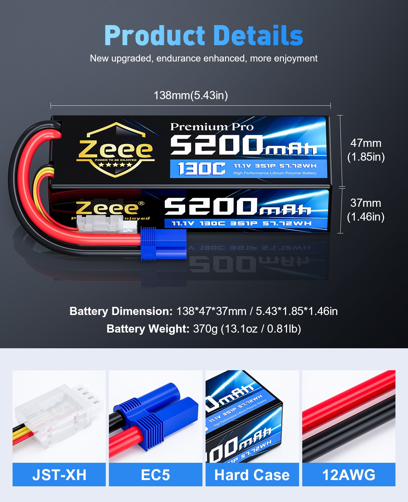 2x Zeee 3S 11.1V 130C 5200mAh batteria lipo EC5 per RC auto aerei barca heli camion foto 2