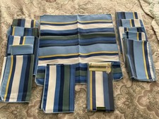 (16) Fabric Dinner Napkins  Santorini Stripe  indoor outdoor  picnic bar b que