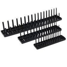 ?3PCS 1/4in 3/8in 1/2in Socket Holder Organizer Black Storage Set For Toolboxes