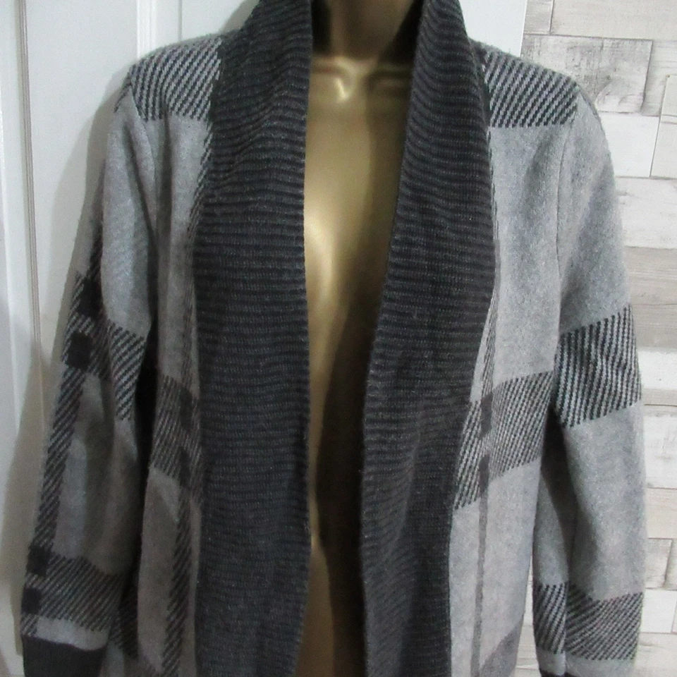 PURE ● size 12 ● grey check long open cardigan top womens ladies - Image 3 of 4