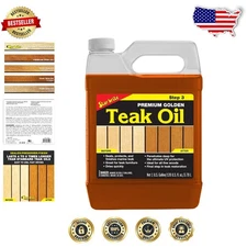 Teak Wood Oil 1 Gallon - Synthetic Finish, Preserver, Golden Hue