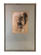 Signed Original Painting Drawing Abstract Man in the Style of Alberto Giacometti