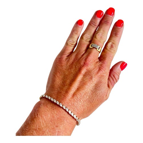 Sparkling Cubic Zirconia Tennis Bracelet 925 Sterling Silver Marquise 18cm 9.93g - Picture 2 of 24