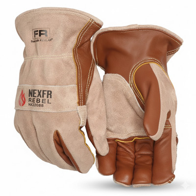 NEXFR Leather Work Gloves for Men & Women| Rebel FR Cowhide Gloves Medium
