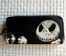 Nightmare Before Christmas Wallet Jack Skellington Zip Hand Purse Black White