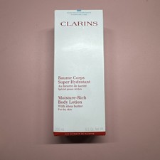 NIB Clarins Moisture Rich Body Lotion Shea Butter Dry Skin 6.5 oz Full Size