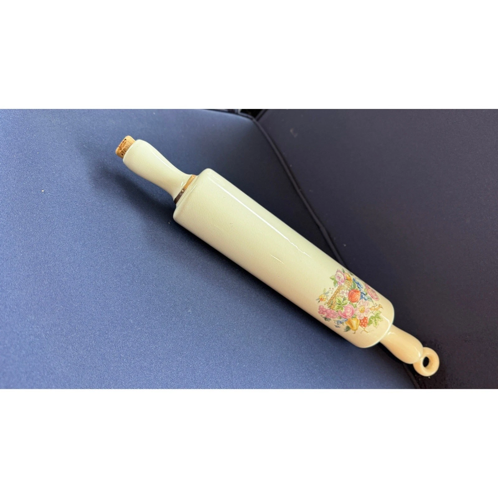 Vintage Harker Pottery Ceramic Rolling Pin Floral Fruit Basket Cork Stopper
Opens in a new window or