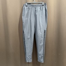 Adidas Women  s Grey Track Pants 3 Stripes Ankle Zippers Pockets Windbreaker L