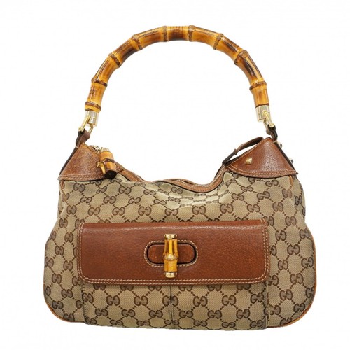 GUCCI Hand Bag GG Canvas bamboo 137383 Canvas gold hardware 797260