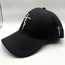 Faith Cross Embroidered Black Baseball Cap Adjustable Christian Hat
