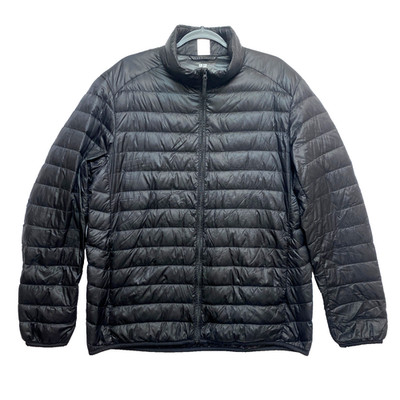 Uniqlo Ultra Light Down Jacket Mens Large Black Quilted Puffer Full Zip Warm