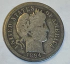 1894-O   Barber Silver Dime - 90% Silver    ASW 0.0723 oz - Better Key Date