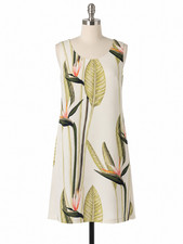 Ann Taylor Loft Size 2 Tropical Floral Shift Dress Sheer Sleeveless Lined