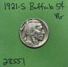 1921-S Buffalo 🦬 Indian Head Nickel 5c Vg Very Good Tough Date US Coin