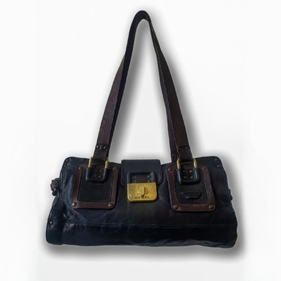 Vintage Diesel Leather  Bag Y2K - Black - Grunge Alt Medieval Cargo RARE 90s 