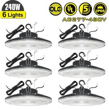 6Pack 240W LED UFO High Bay Light Commercial Warehouse Shop Lighting 5000K 480V