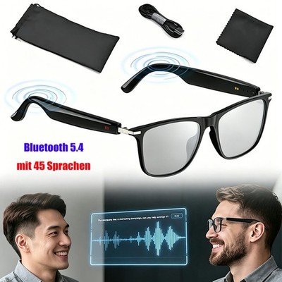 Smart Brille mit AI Übersetzung 45 Sprachen Farbwechsel Linsen Bluetooth IP68