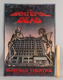 1980 Vintage GRATEFUL DEAD Warfield Theatre Rock & Roll Concert Poster AOR 4.45