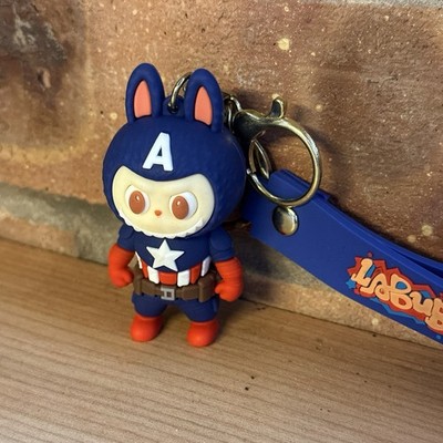 Marvel Labubu Figur Captain America Silikon Schlüsselanhänger Taschenanhänger Geschenk Weihnachten