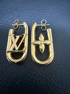 LOUIS VUITTON Ohrringe My LV Kette Monogram Blume Gold GP Creolen M01140 JPN