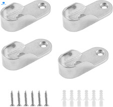 2 Pack Oval Closet Rod End Supports, Zinc Alloy 3 Mounting Hole, Silver