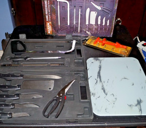 11 Piece Field Hunting & Game Processing Knife Set + Butt Out 2 Tool Fathers Day