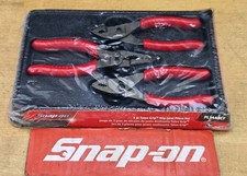 New Snap On Pl344bcf - 3 Pc 4 Long Talon Grip Slip Joint Soft Grip Pliers Set