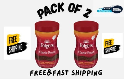 (PACK OF 2 ) Folgers Classic Roast Instant Coffee, 8-Ounce Jar