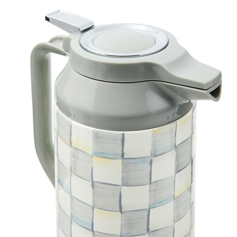 Brand New Mackenzie-Childs Sterling Check Coffee Carafe